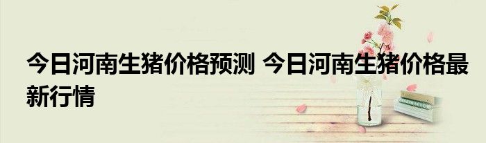 河南今日生猪价格概览，最新分析与未来展望